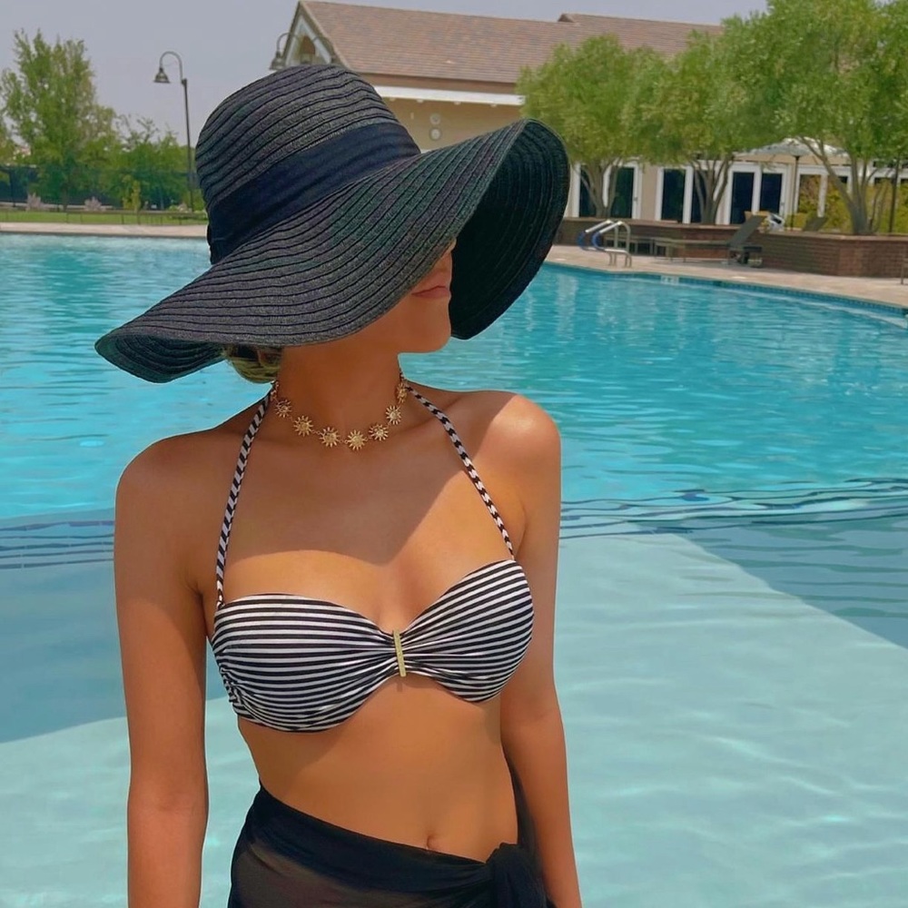Black and White Striped Victoria’s Secret Bikini Top